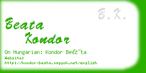 beata kondor business card